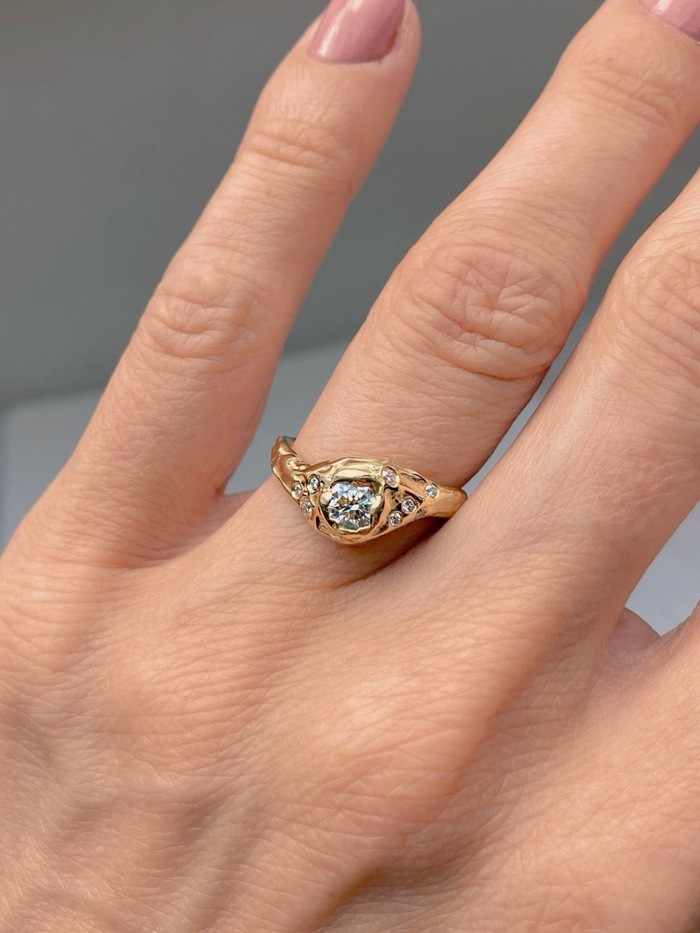organic engagement ring diamond handmade