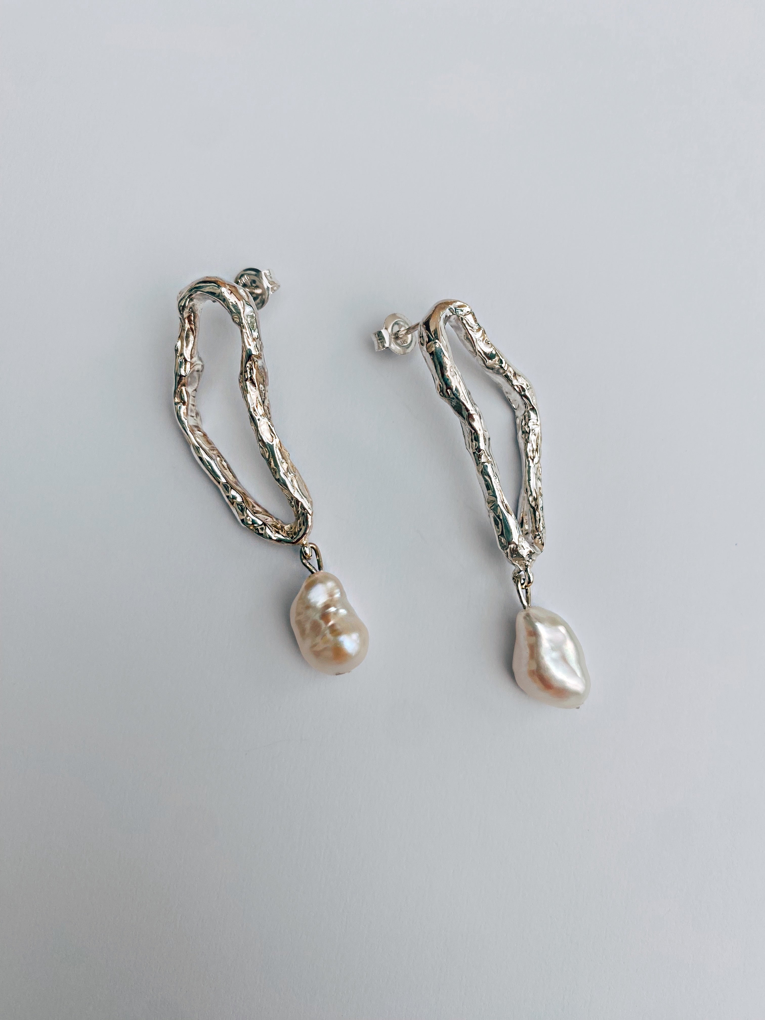 silver pearl earrings