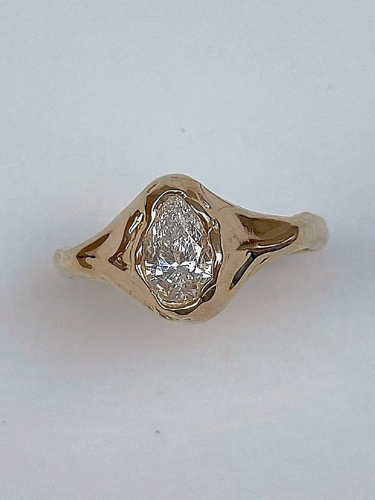 pear diamond organic engagement ring