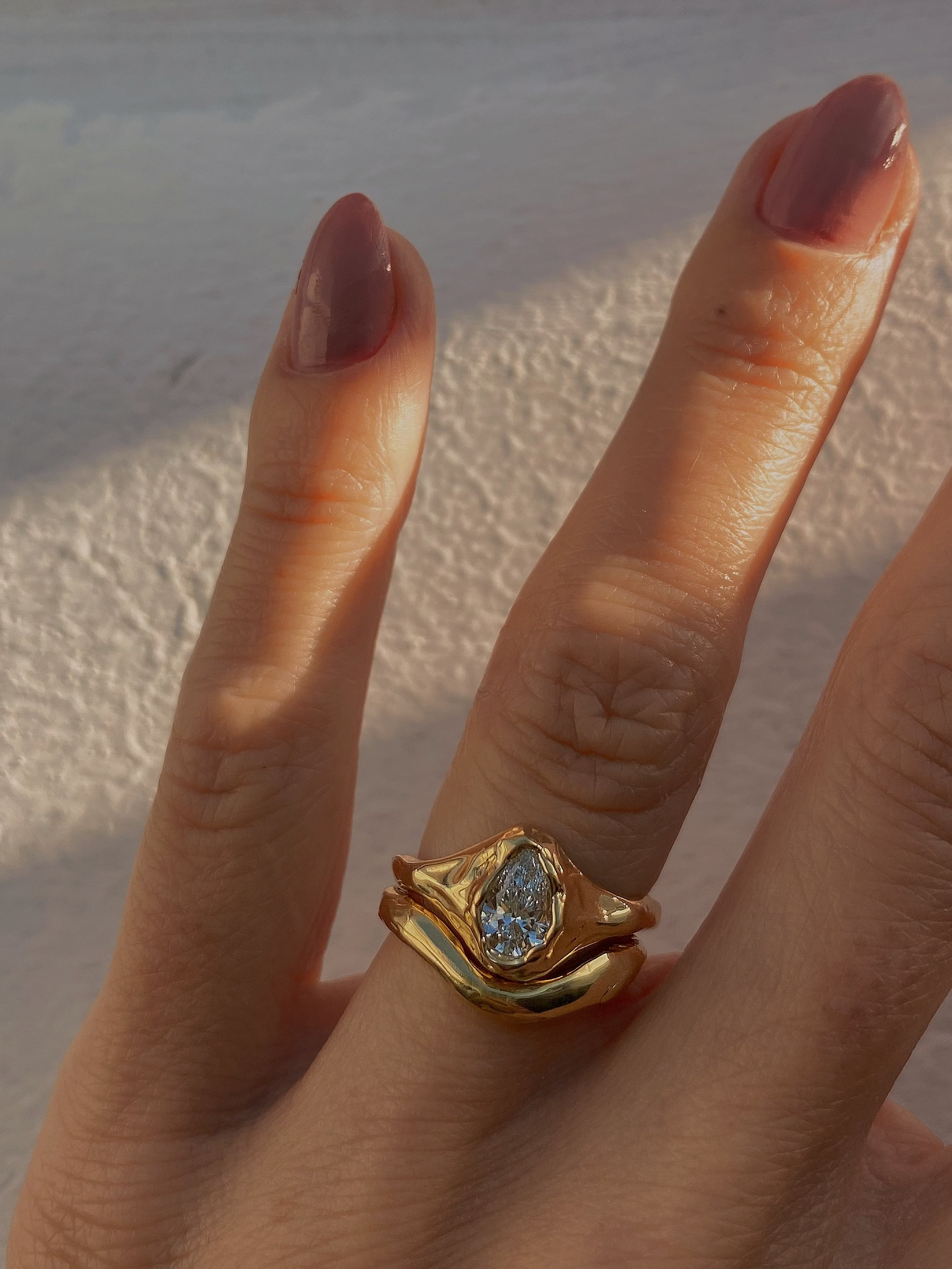 pear diamond organic engagement ring