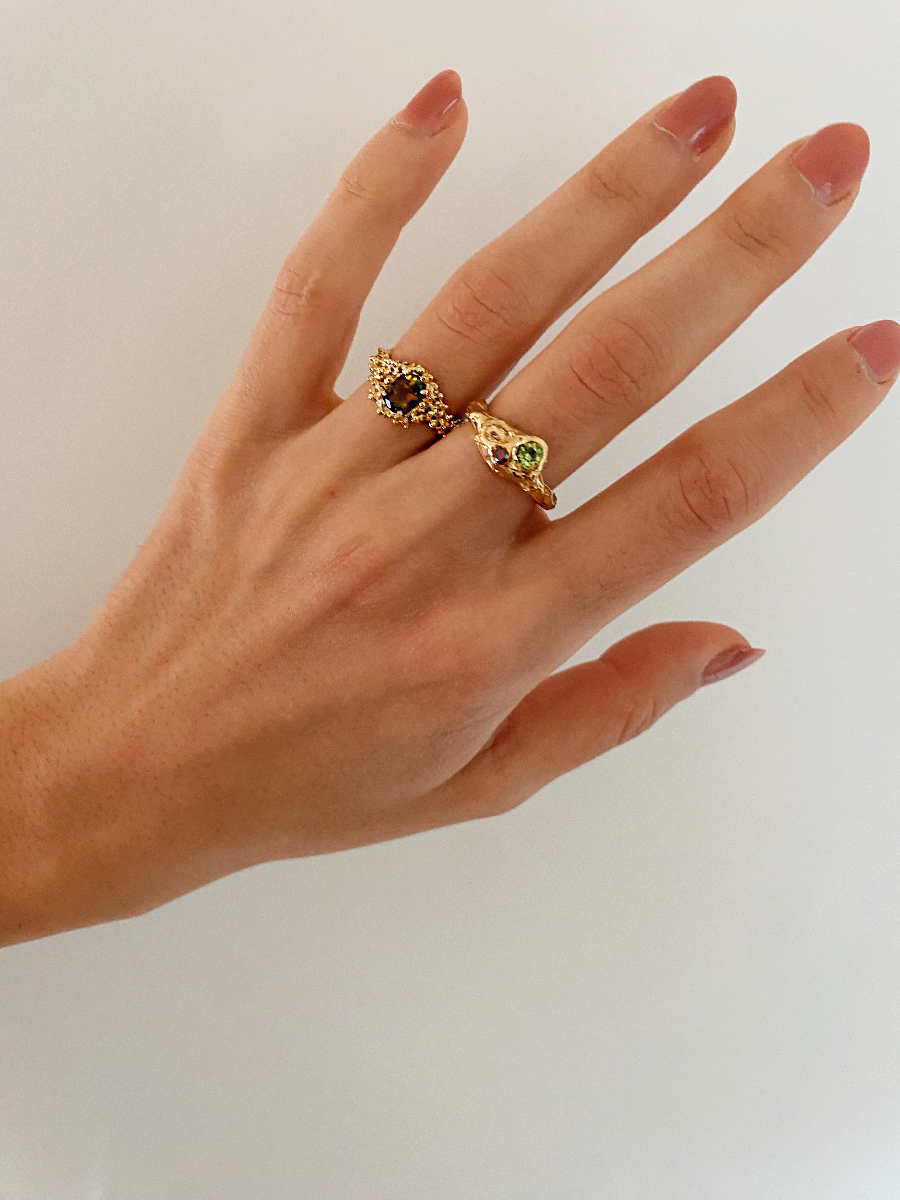 organic tourmaline gold ring