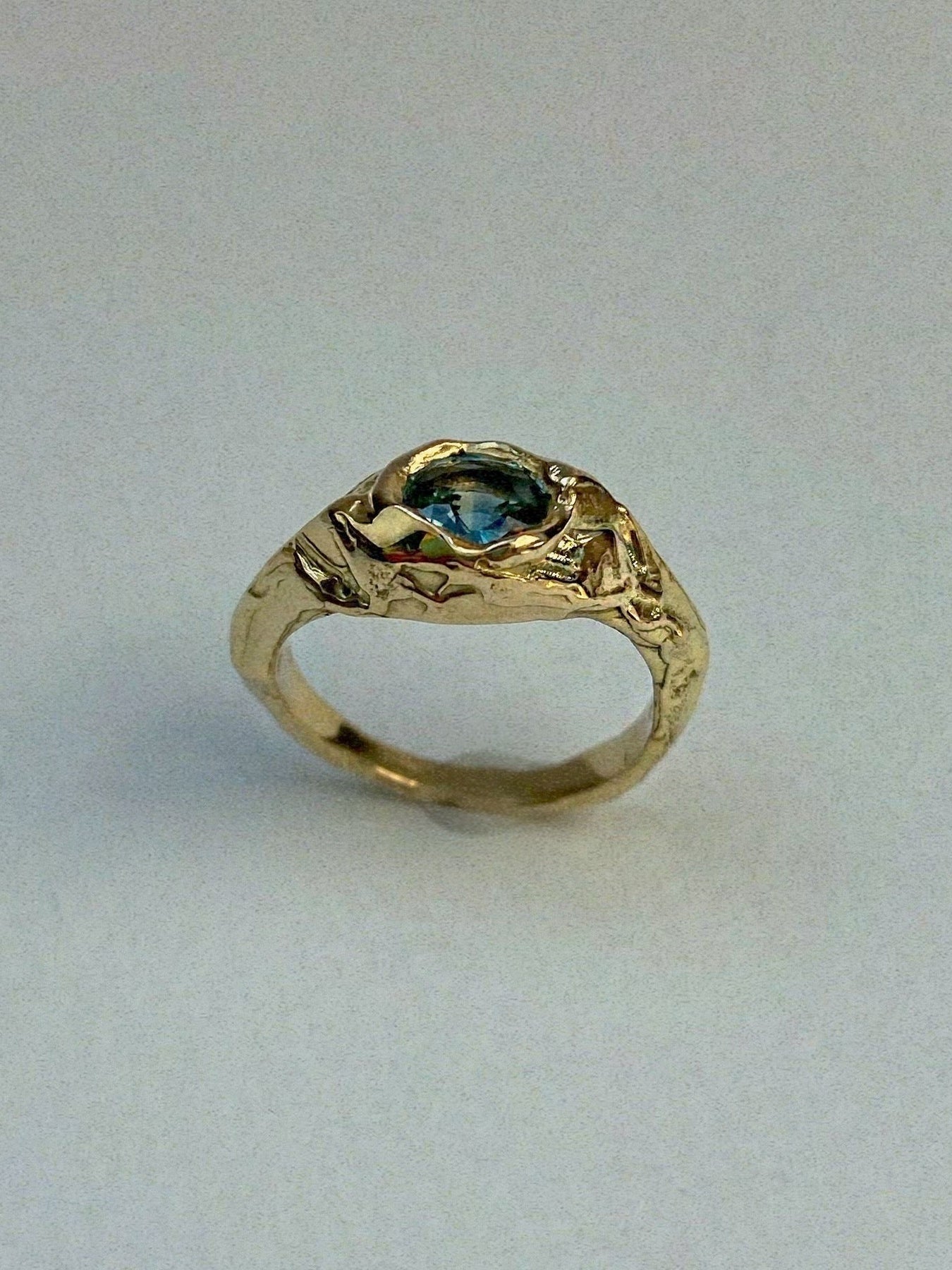 green blue sapphire chunky ring