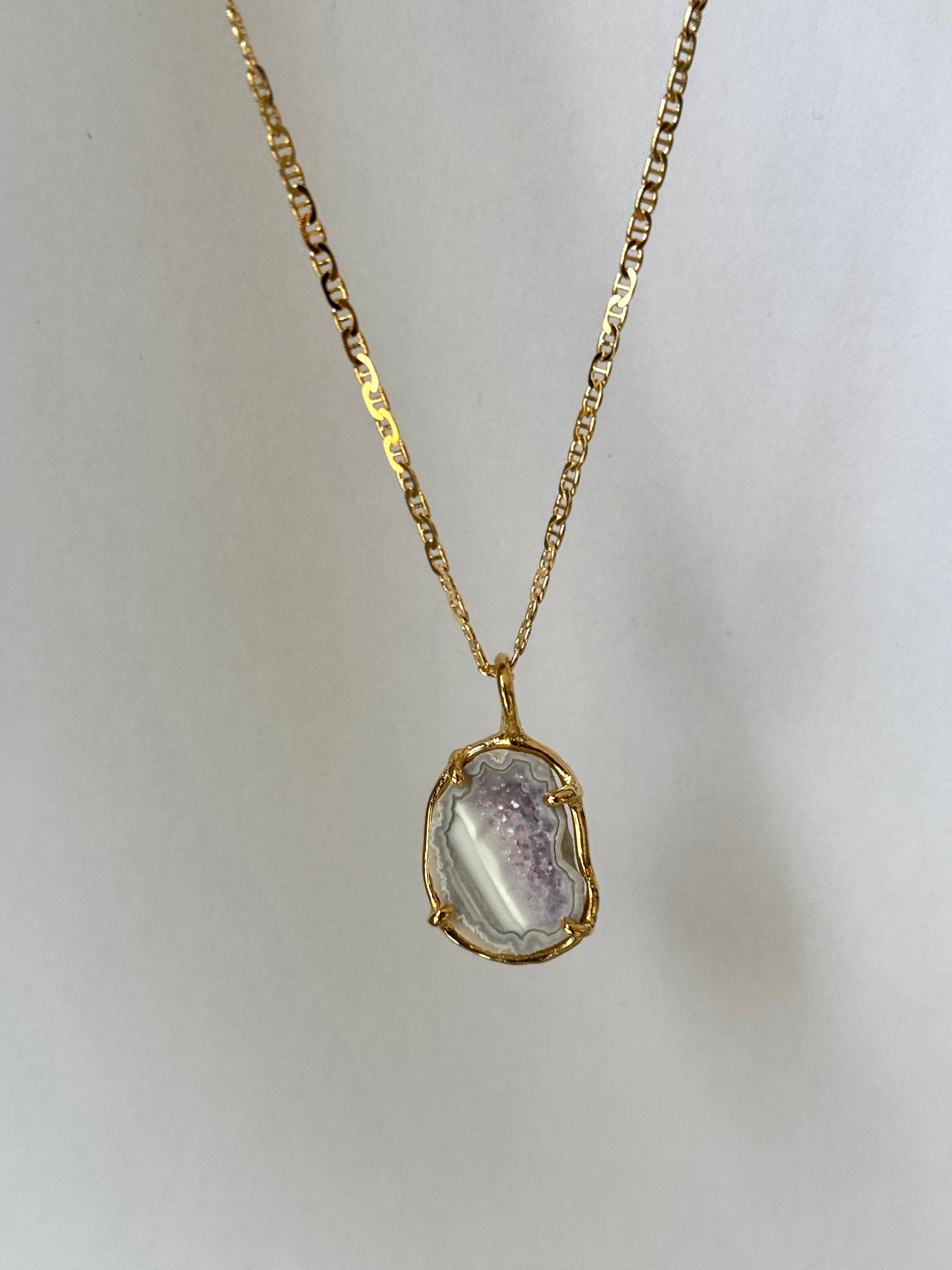 pink geode necklace