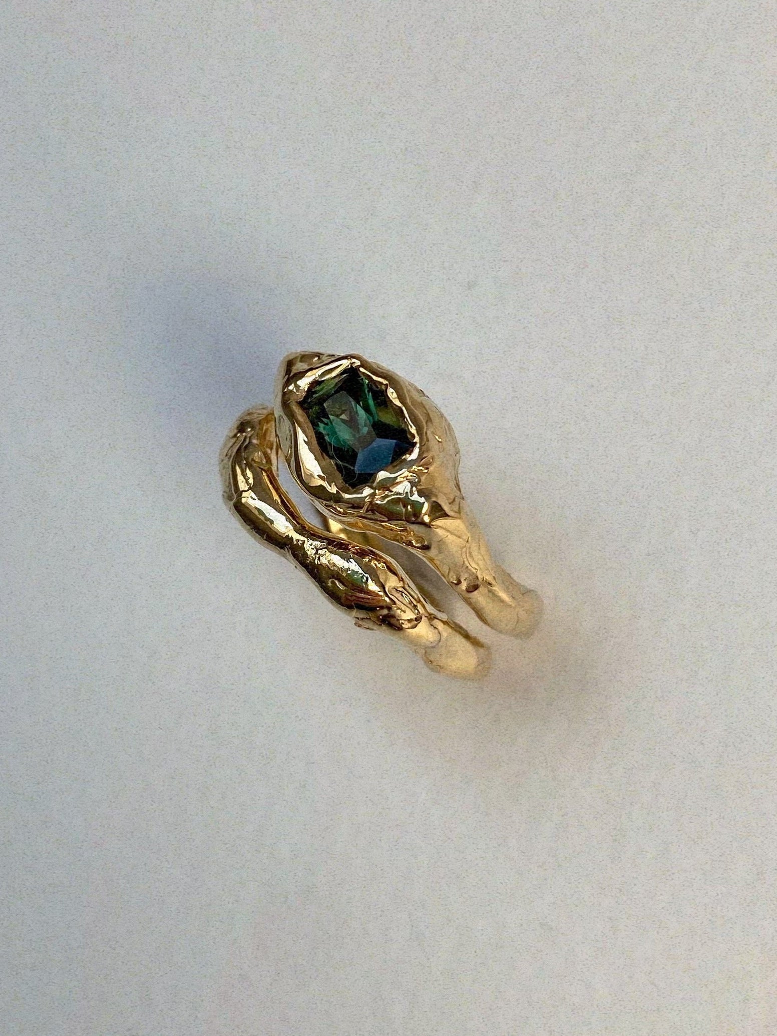 ring set engagement wedding green sapphire