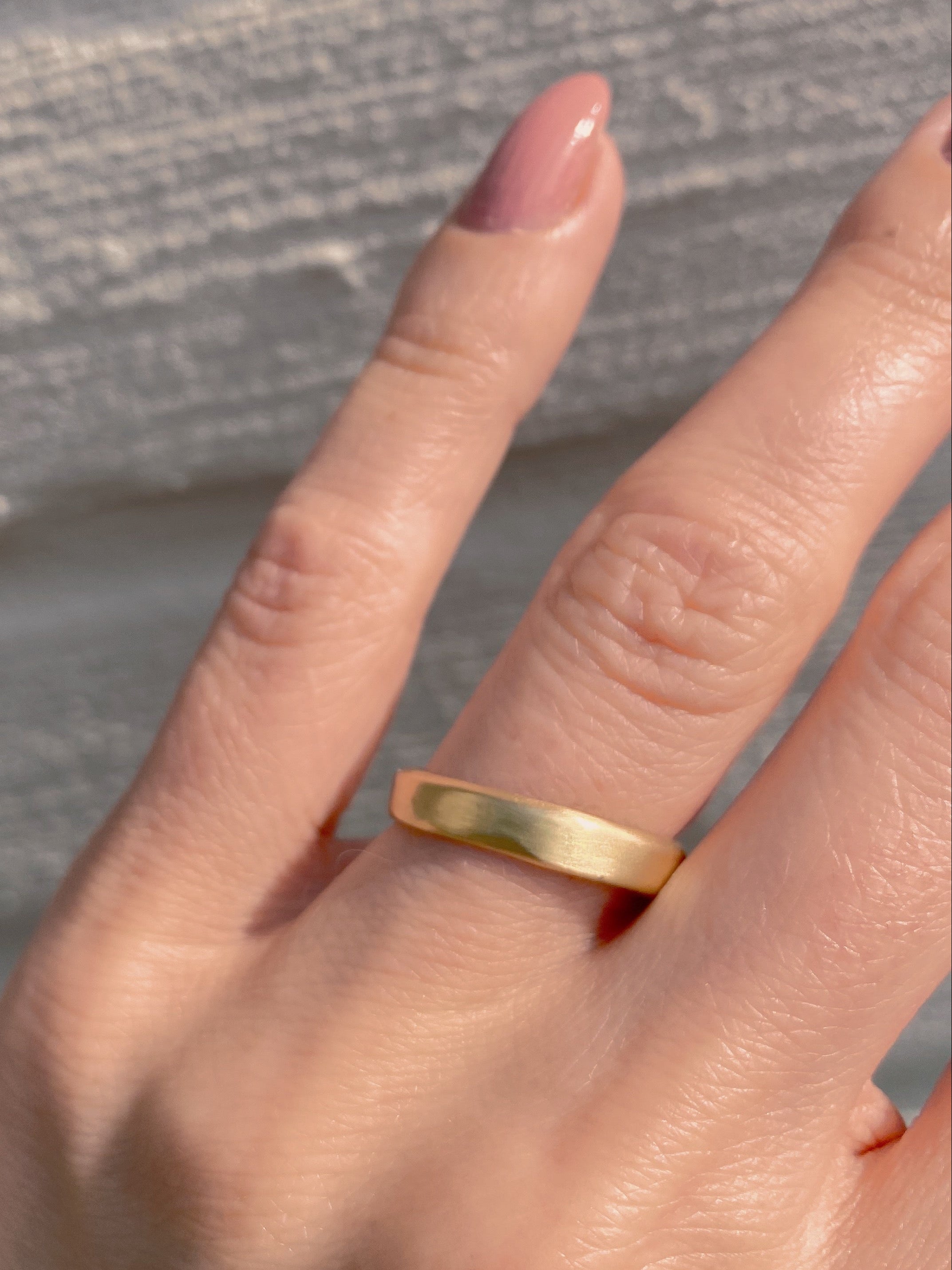 male wedding ring 18 karat gold brushed satin finish