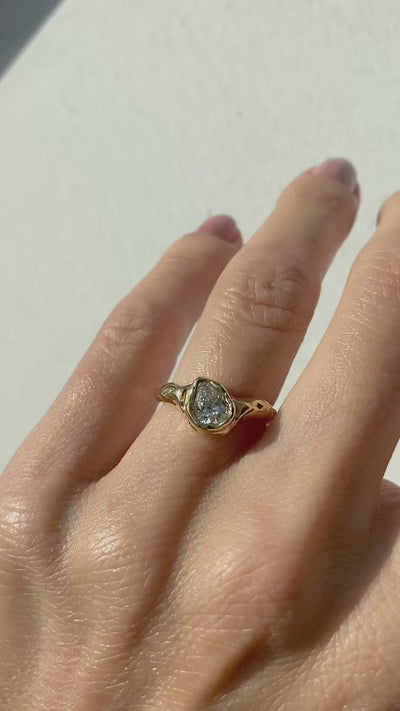 chunky Pear diamond engagement ring