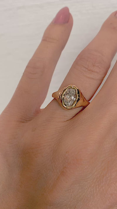1 carat oval diamond chunky engagement ring