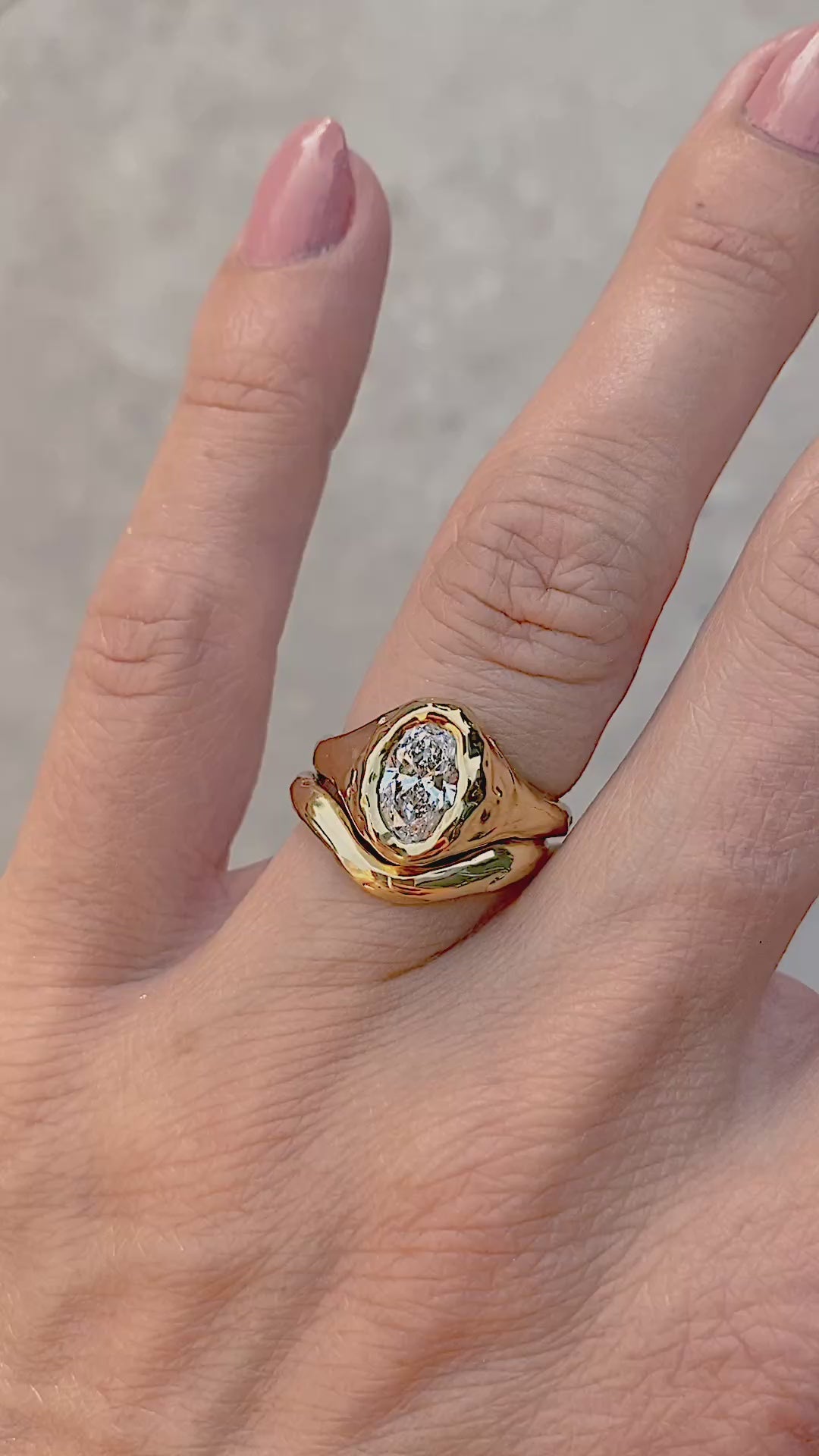 1 carat oval diamond chunky engagement ring