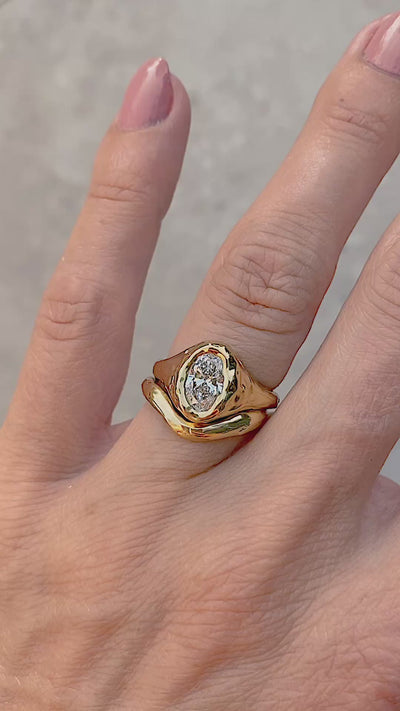 1 carat oval diamond chunky engagement ring